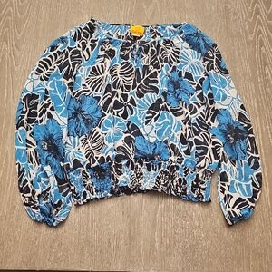 Ruby Rd. Vibrant Blue and Black Blouse